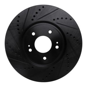 Mitsubishi Lancer Brake Rotor (1) - Front Left - R1 Concepts - Drilled & Slotted - Black - `03-`06